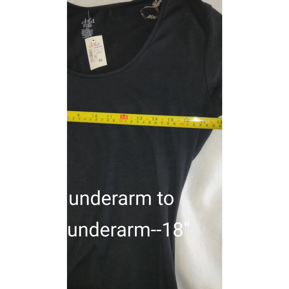 Vintage Y2K Dots Store Black Tshirt Top Basic Stretch NEW NWT Short Sleeves XL - Picture 8 of 12
